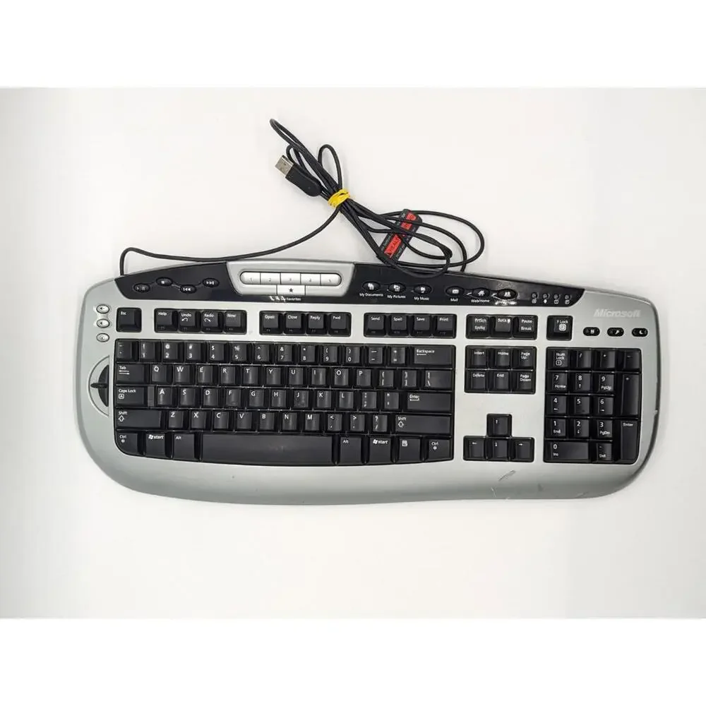 Microsoft Digital Media Pro USB Keyboard KC-0405 Model: 1031 Silver/Black Tested